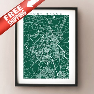 Fort Bragg Karte Kunstdruck - North Carolina Poster