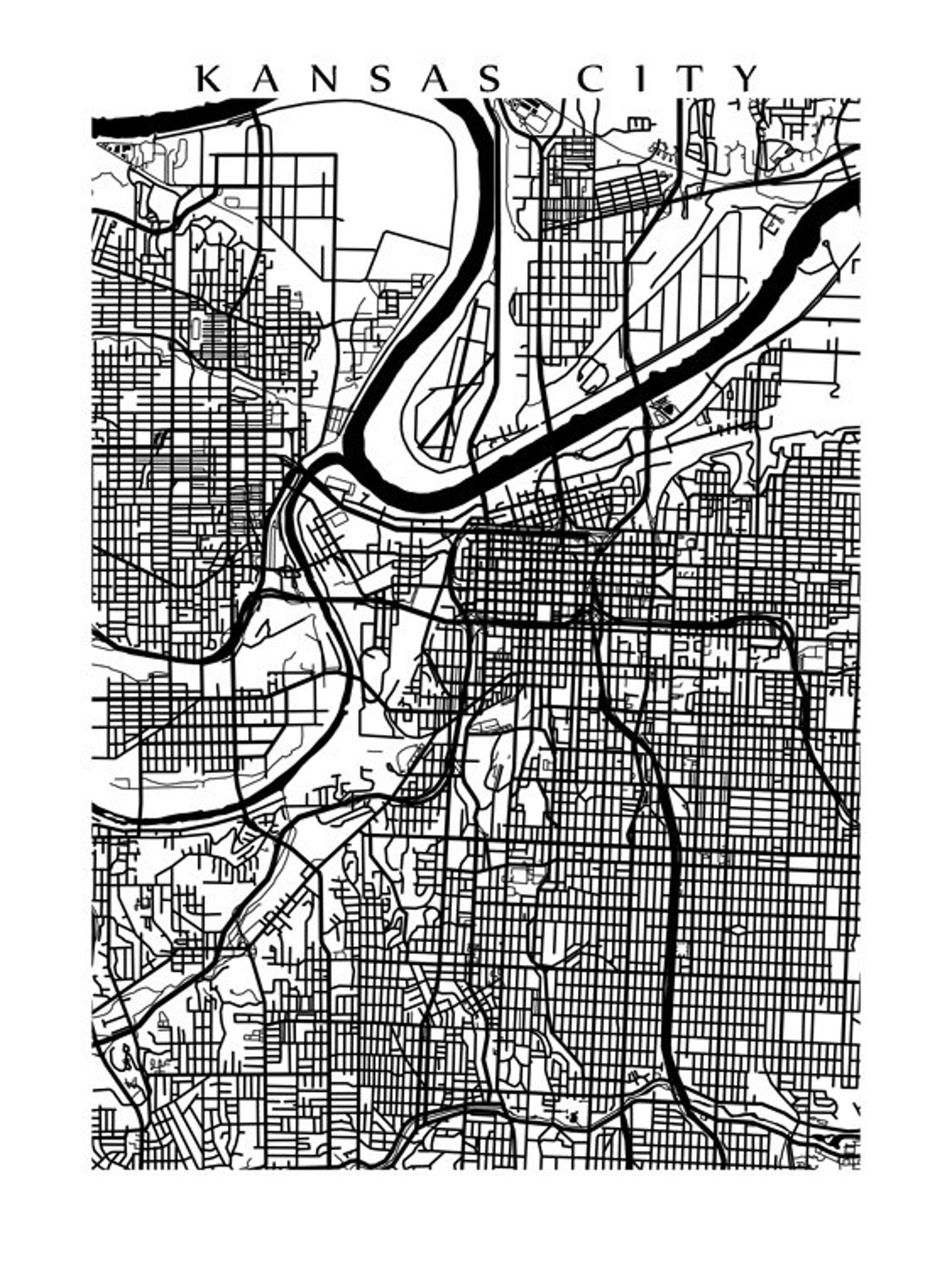 Kansas City Map Print Missouri Poster Art | Etsy