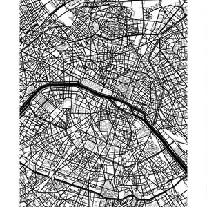 Paris Map Print - Black and White Wall Art - Etsy