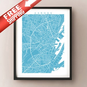 Aarhus Kaart Afdrukken - Denemarken Poster