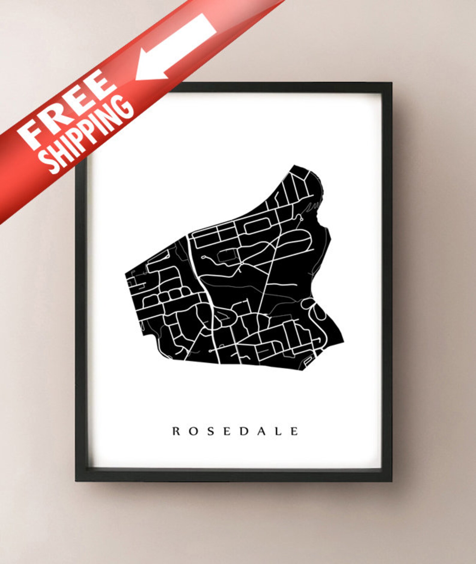 Rosedale Map Toronto Neighbourhood Art Print Etsy