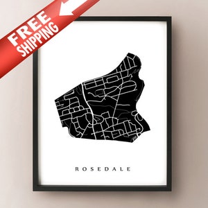 Carte de Rosedale - Impression d’art de voisinage de Toronto