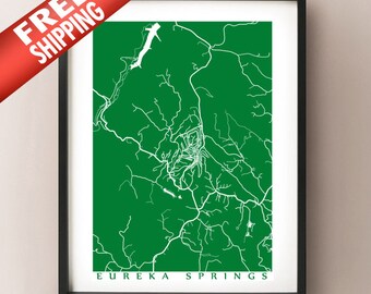 Eureka Springs, AR kaart afdrukken-Arkansas poster