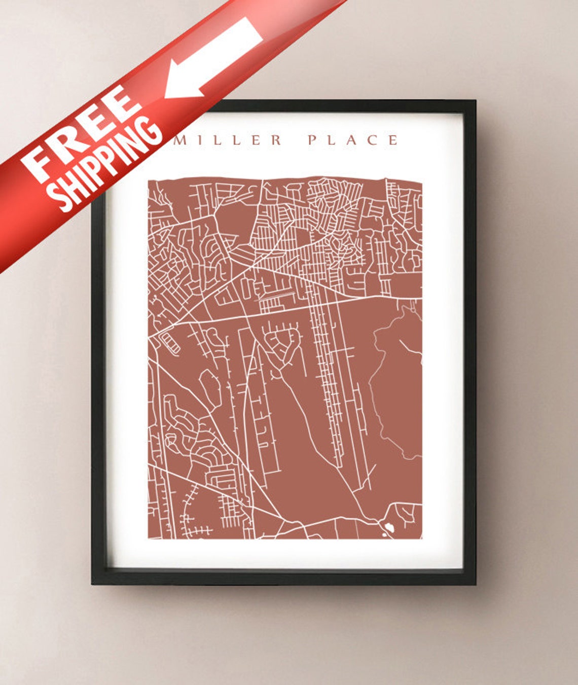 Miller Place Map Print New York Poster Etsy
