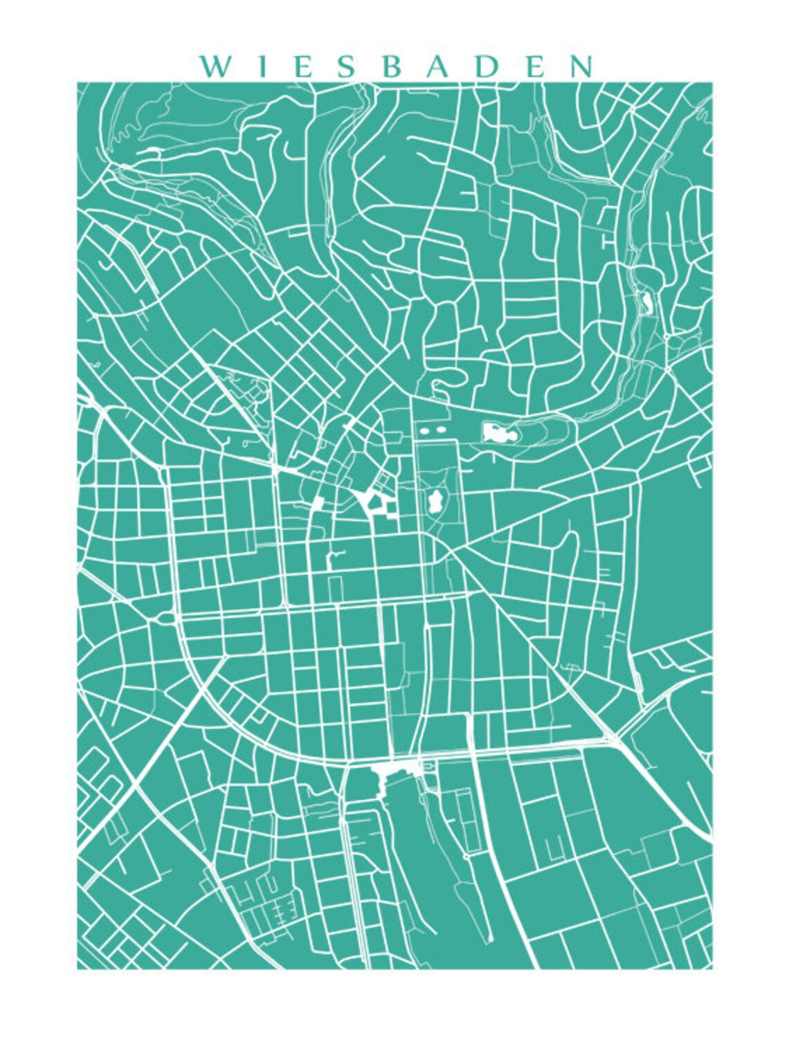 Wiesbaden Map Print Germany Poster - Etsy Canada