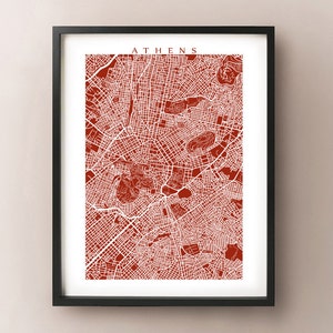 Athen Karte Print - Griechenland Poster