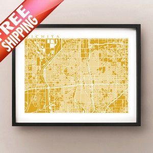 Impresión de mapa de Wichita - Cartel de Kansas