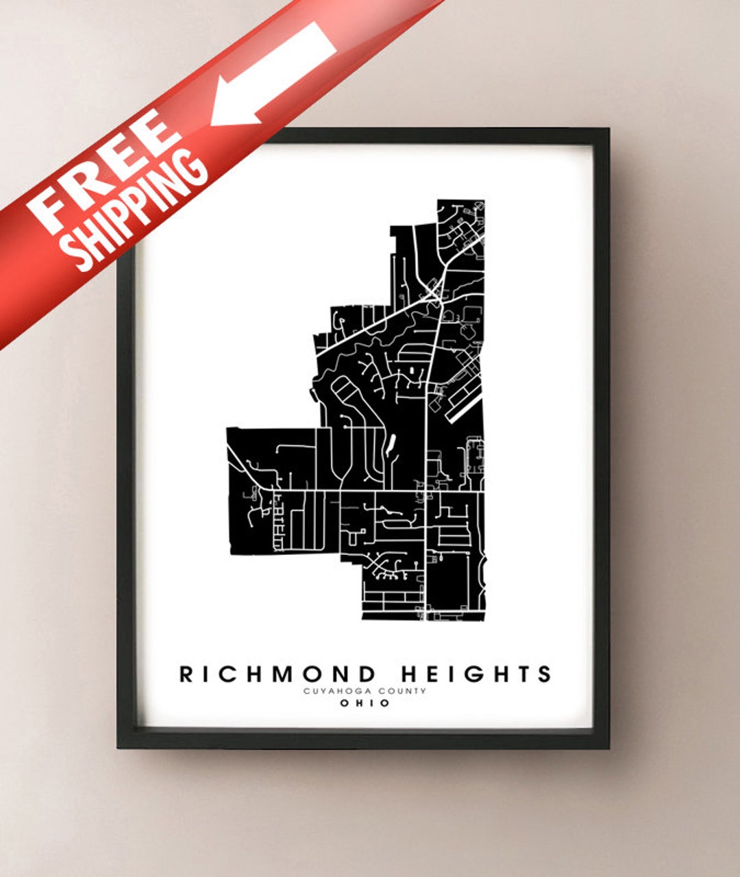 Richmond Heights, OH City Limits Map Print Etsy