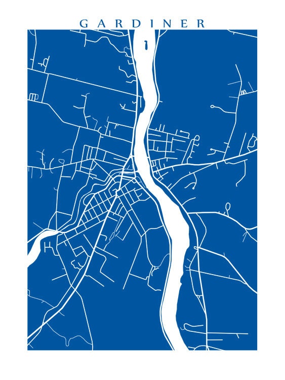 Gardiner ME Map Print Randolph Maine Etsy