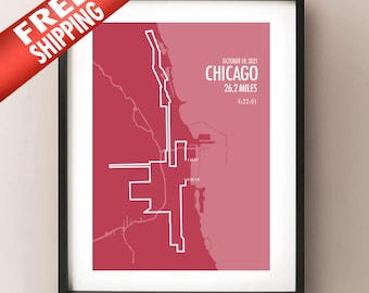 Mapa de ruta del Maratón de Chicago 2021 Imprimir