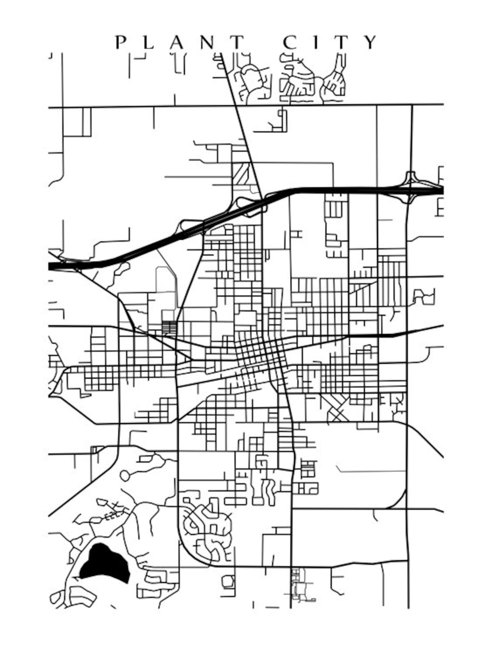 Plant City Map Print Florida Poster Etsy