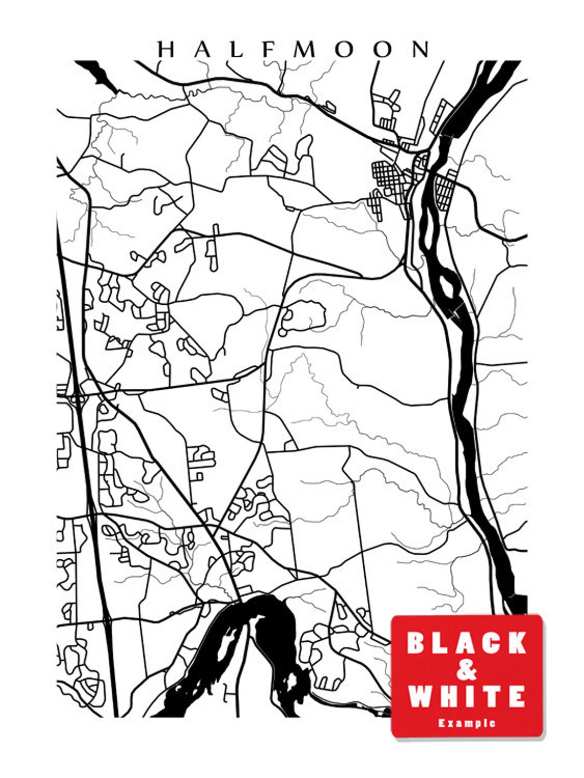 Halfmoon Map Print Upstate New York Art Poster Including Etsy