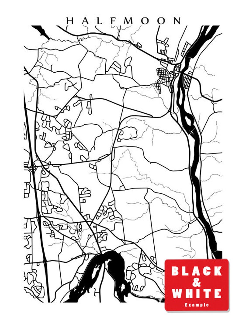 Halfmoon Map Print Upstate New York Art Poster Including Etsy