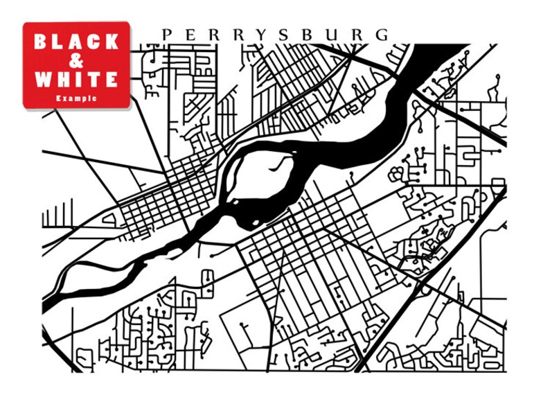 Perrysburg Map Wood County Ohio Poster Print Etsy