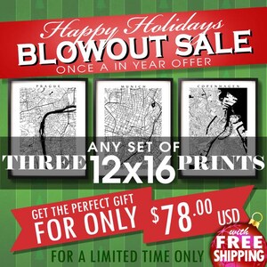 Drei 12x16 Drucke für 78 usd - Weihnachten im SALE - Wählen Sie drei beliebige 12 "x 16" - Rabatt für mehrere Bestellungen - Map Art Decor."