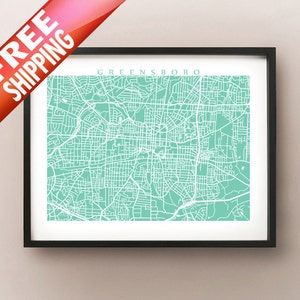 Greensboro map print - North Carolina Poster