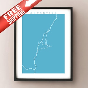 Antartiko, Griechenland Landkarte Print - Kunstposter einem 100%