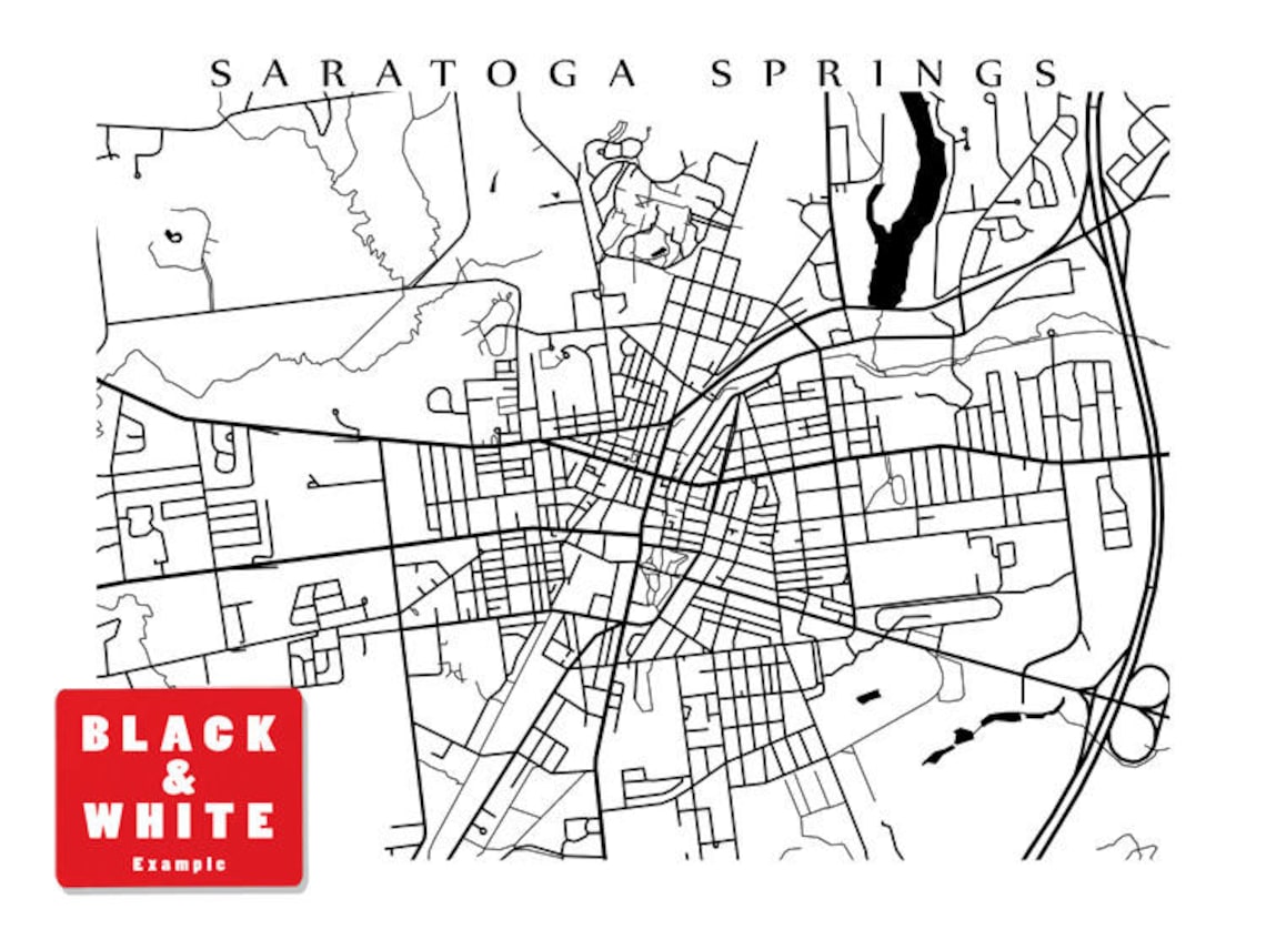 Saratoga Springs NY Horizontal Map Print Upstate New York Etsy