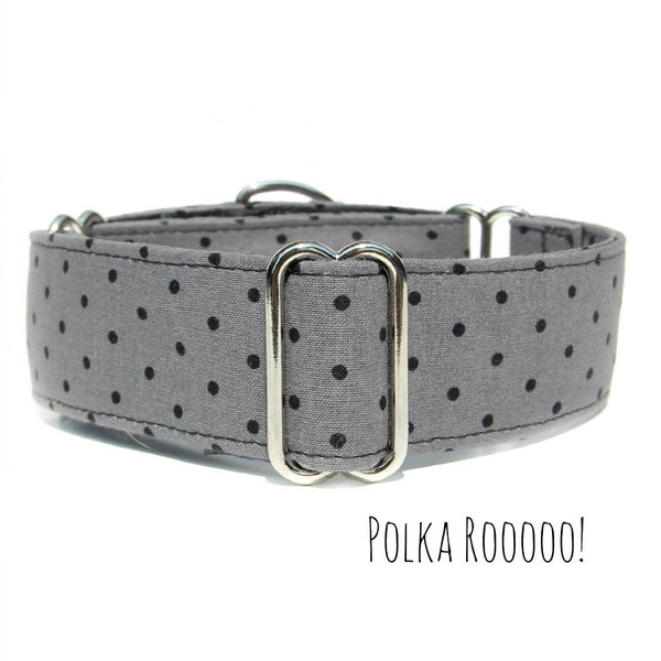 Grijze hond kraag Polka Dot Martingale hond kraag, mannelijke hond kraag, Whippet kraag, Greyhound kraag, breed Great Dane, Italiaanse windhond