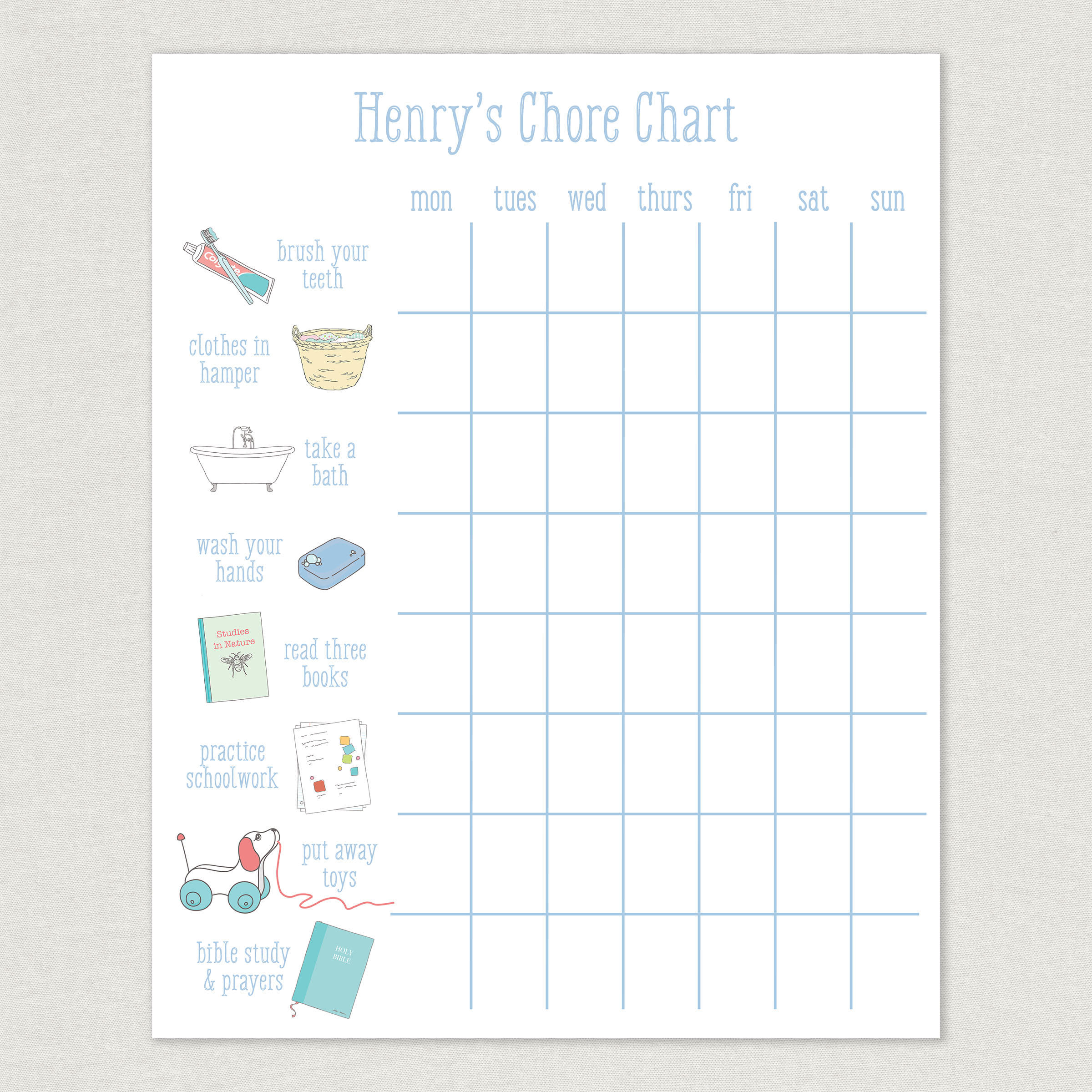 Customizable chore chart etsy