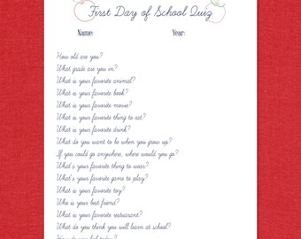 First Day of School Quiz