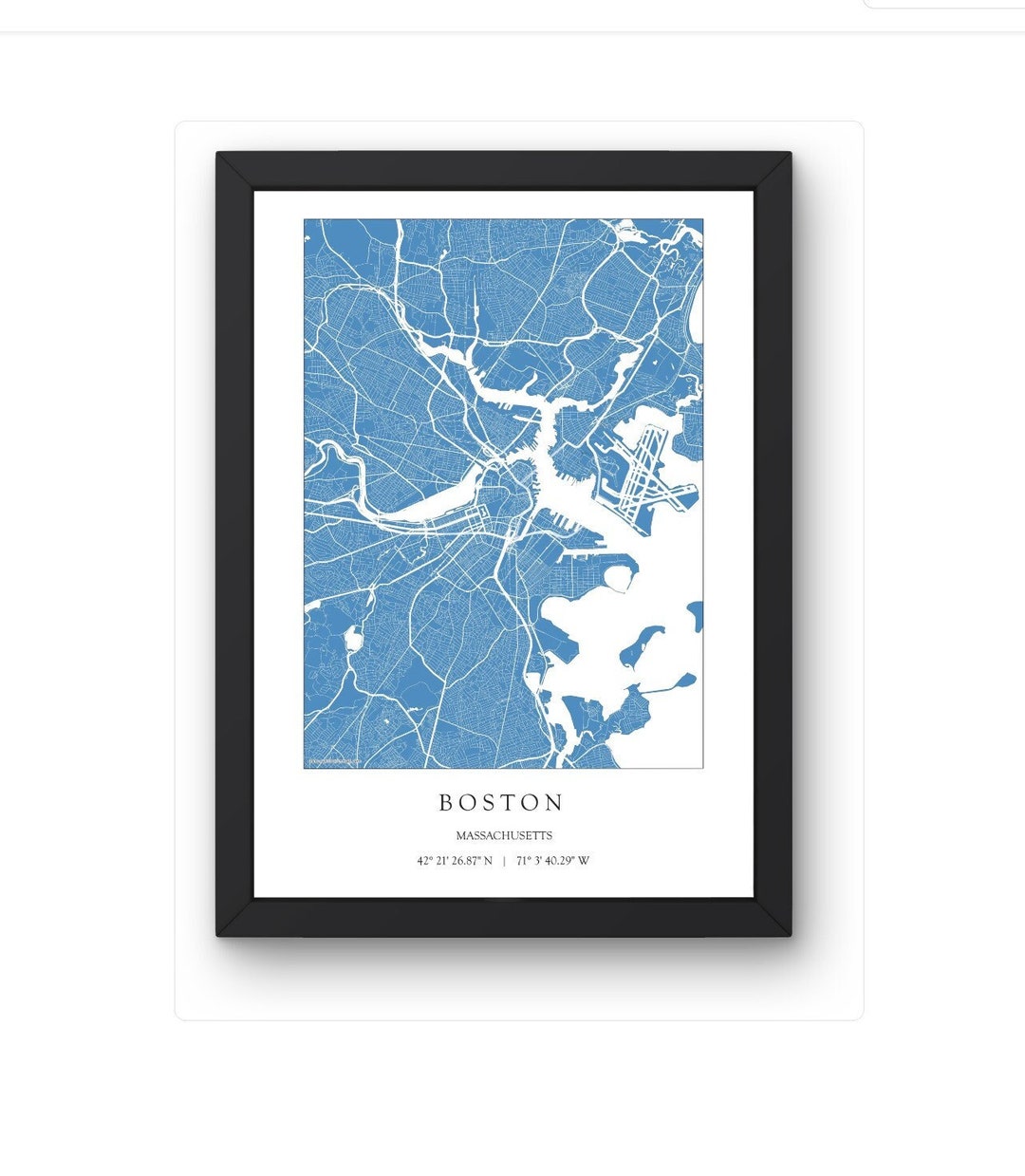 Boston Minimal Map PRINT, City of Boston Minimal Poster, Boston Modern ...