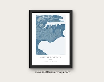 Neighborhood Map of South End Boston Mass Minimal Style Wall Art Print Poster Home Dorm Work Decor Customized Personalized