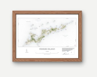Fishers Island NY Map Print: Shoreline, Vintage, or Nautical Style Poster