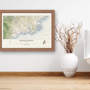Kennebunkport Map VINTAGE Maine ME Print Art Wall Decor Travel Memory Navigation Colorful Home ...