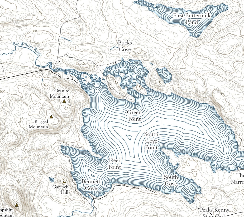 Artistic Sebec Lake Map