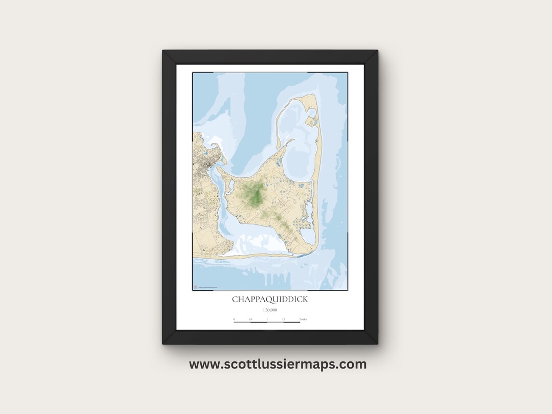 Chappaquiddick Cape Cod MA Map COASTAL Print Art Wall Deco Poster ...