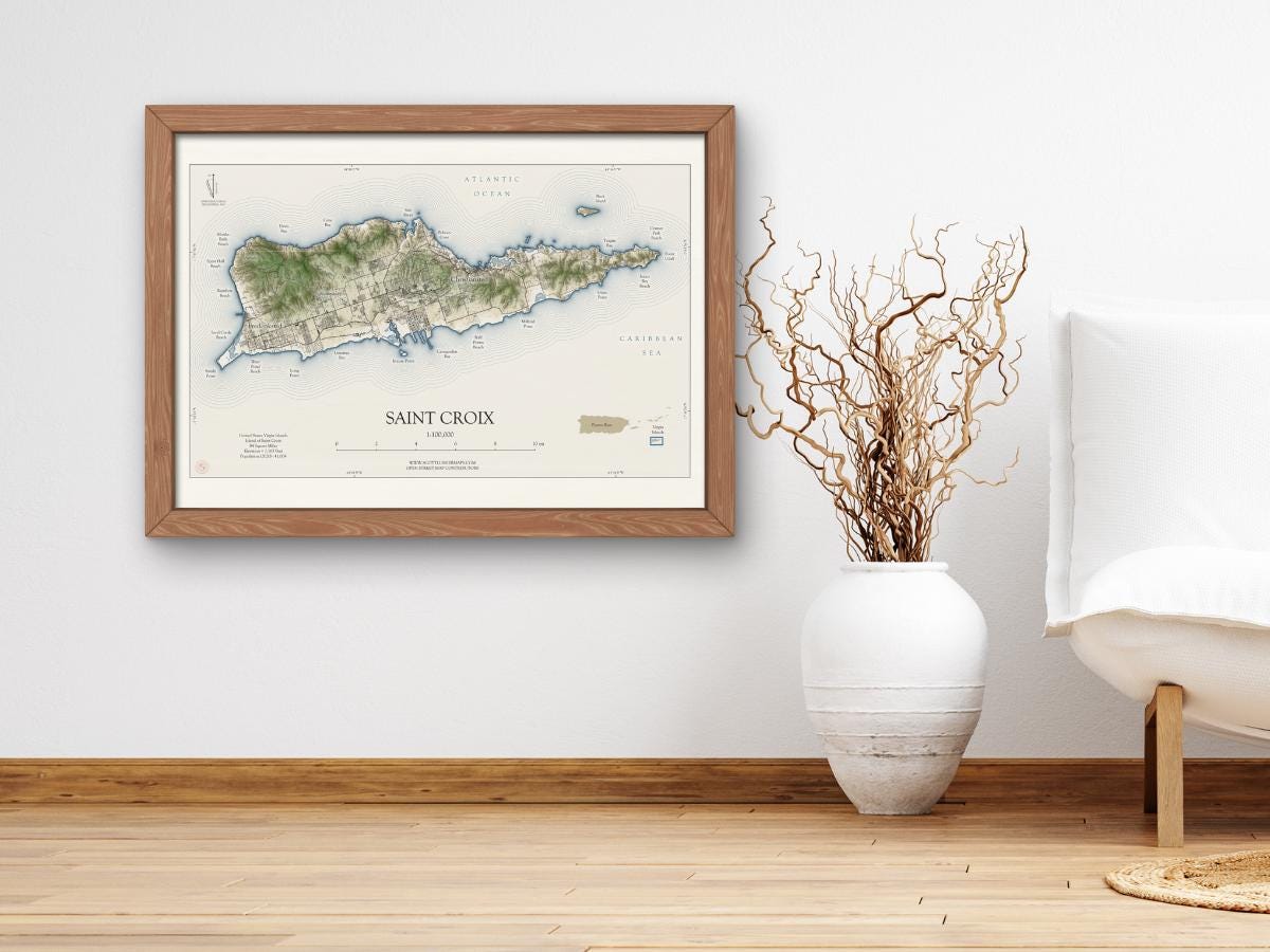 Saint Croix Map Print: Vintage Style Travel Art Poster (8x10-24x36