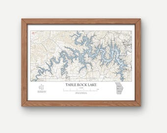 Table Rock Lake Map Print: Nautical Wall Art, Missouri Travel Decor Poster