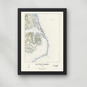 Map of Outer Banks North Carolina Map Print: Vintage Style Travel Poster Art Travel Map Wall Art