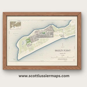 Breezy Point Map VINTAGE Queens NY Print Art Wall Decor Travel Memory Navigation Colorful Home Dorm Work Customized Personalized Option 1124