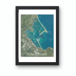 Plymouth Bay MA Map Print: Travel Decor Travel Map Wall Art multiple styles available