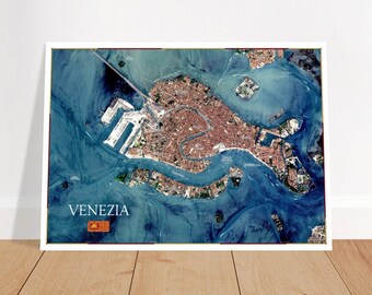 Venice, Italy Aerial Photo Map || 70x50 cm