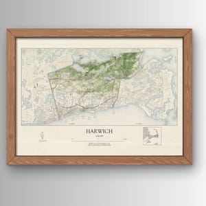 Harwich Cape Cod Mass Map Print Original Design Professional Quality Wall Poster Travel Memory Home Work Decor Customize Vintage or Nautical