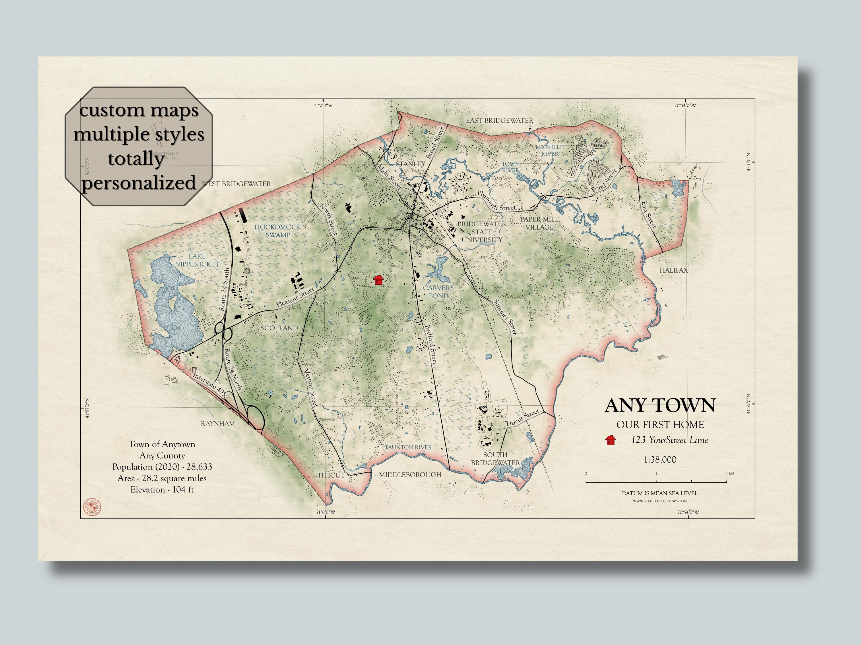 REALTORS Personalized Map Print Wall Art Custom Any Location City Decor Travel Memory Moving Modern Colorful Home Work Camp Customized.