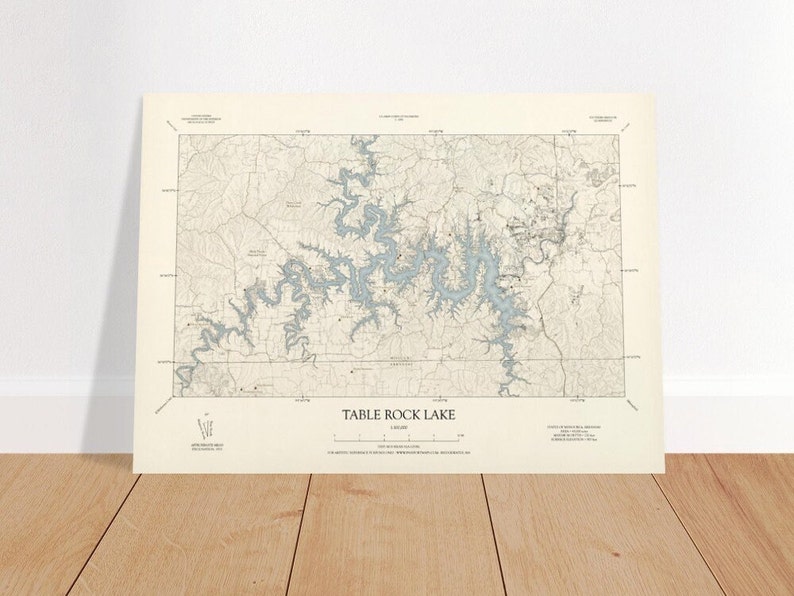 Table Rock Lake, MO Map Vintage Styling Framed X - Etsy