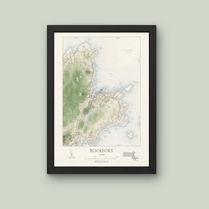 Rockport, MA Map Print: VINTAGE, NAUTICAL, Chart or Coastal Styles Art Poster Travel Map Wall Art