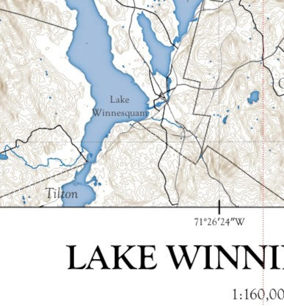 Lake Winnipesaukee Map Nautical Style Unframed Etsy