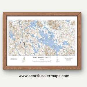 Lake Winnipesaukee Map NAUTICAL Print Art Wall Decor Poster Travel ...