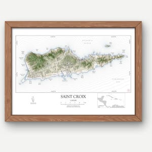 Saint Croix Map Print: Shoreline or Vintage Style Travel Art Poster