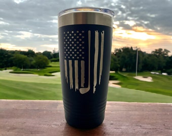 Golf Tumbler/ Golf Flag Tumbler/ Golf Gift/ Engraved Tumbler/ Double Sided Design/ Available Personalized/ Colorful Tumblers/ 20 oz