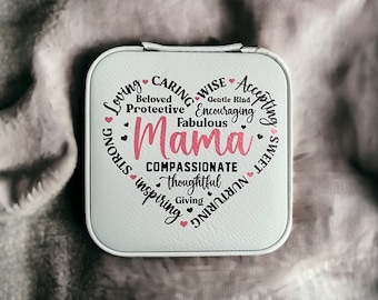 Mama Jewelry Box/ Mama Heart/ Mother's Day Gift/ Mom Gift/ Leatherette Jewelry Box/ Travel Jewelry Box/ 4x4/ Colorful Jewelry Box