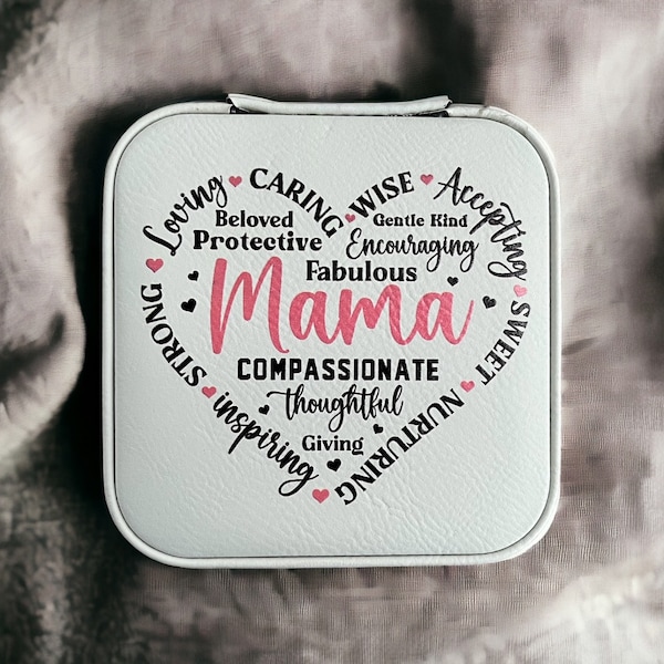 Mama Jewelry Box/ Mama Heart/ Mother's Day Gift/ Mom Gift/ Leatherette Jewelry Box/ Travel Jewelry Box/ 4x4/ Colorful Jewelry Box