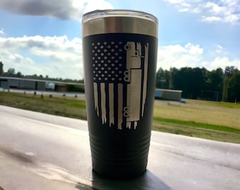 Truck Driver Tumbler/ Truck Driver Flag/ Driver Gift/ Engraved Tumbler/Double Sided Design/Occupational Tumbler/Available Personalized/20 oz