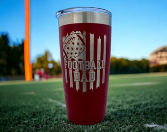Football Dad Tumbler/ Football Dad Flag/ Football Gift/ Engraved Tumbler/ Double Sided Design/ Polar Camel Tumbler/ Colorful Tumblers/ 20 oz