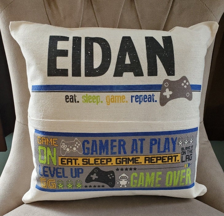 Personalized Gamer Pocket Pillow/ Gamer at Play Pillow/ Etsy